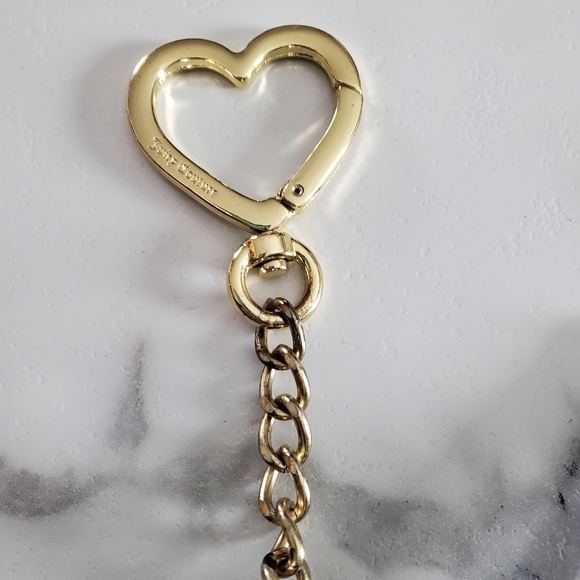 Juicy Couture Black Floral ID Card Holder with Heart Key Chain - Picture 3 of 12